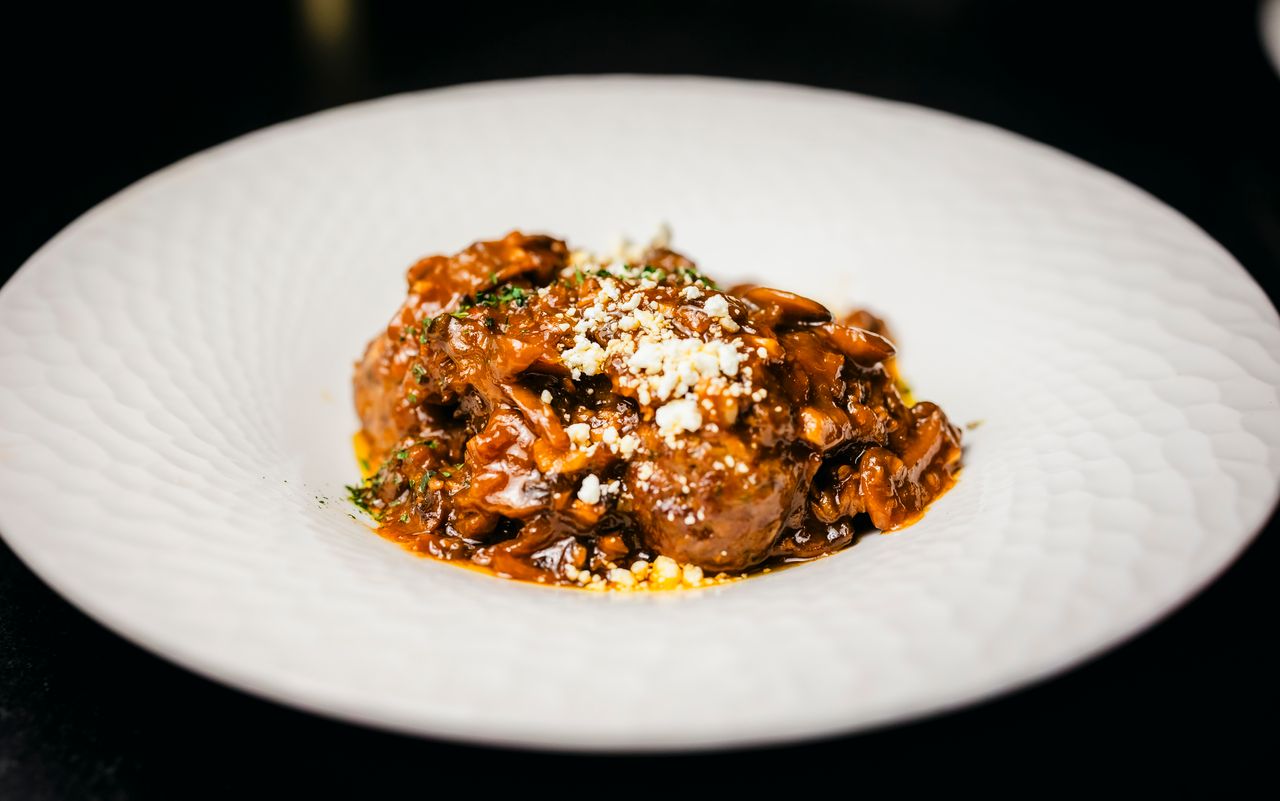 Braised short rib with bleu cheese crumbles at The Boardroom